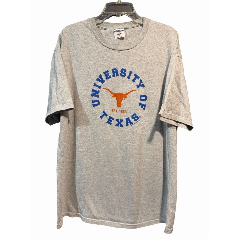 VTG Texas Longhorns UT Jerzees Gray Graphic Tee Distressed XL